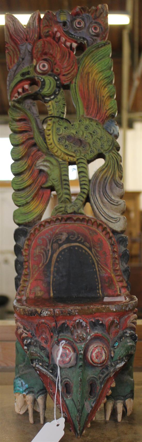 Painted carved Polynesian wall sconce